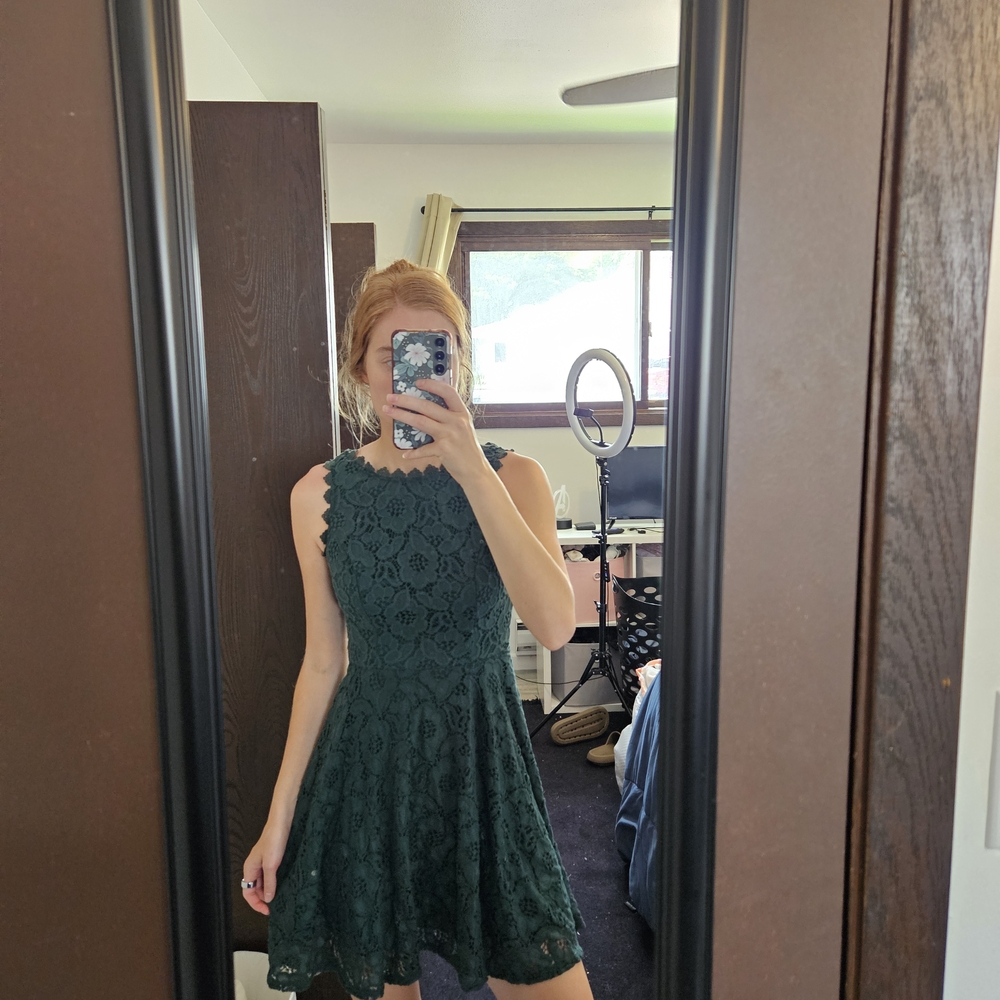 City Studio Green Halter A-Line Mini Dress